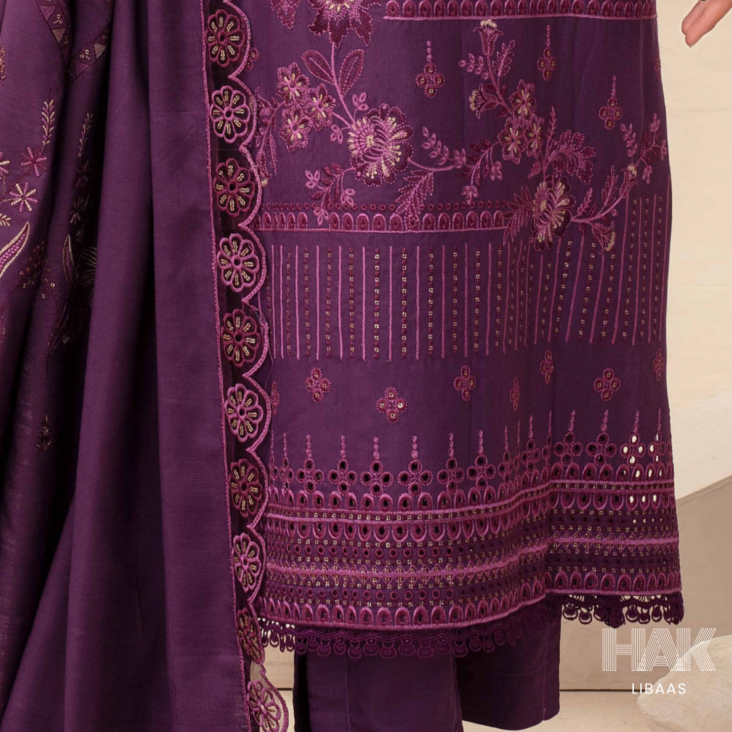 Airjet Doria Dhanak Embroidered Shirt with Luxury Coil Shawl – HAK Libaas HK-227B