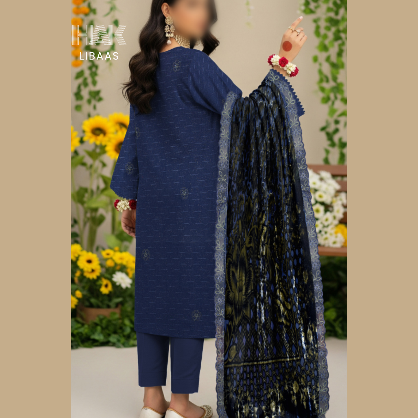 Chamki Dhanak Daman Aplic Embroidered - HAK Libaas AS-204A