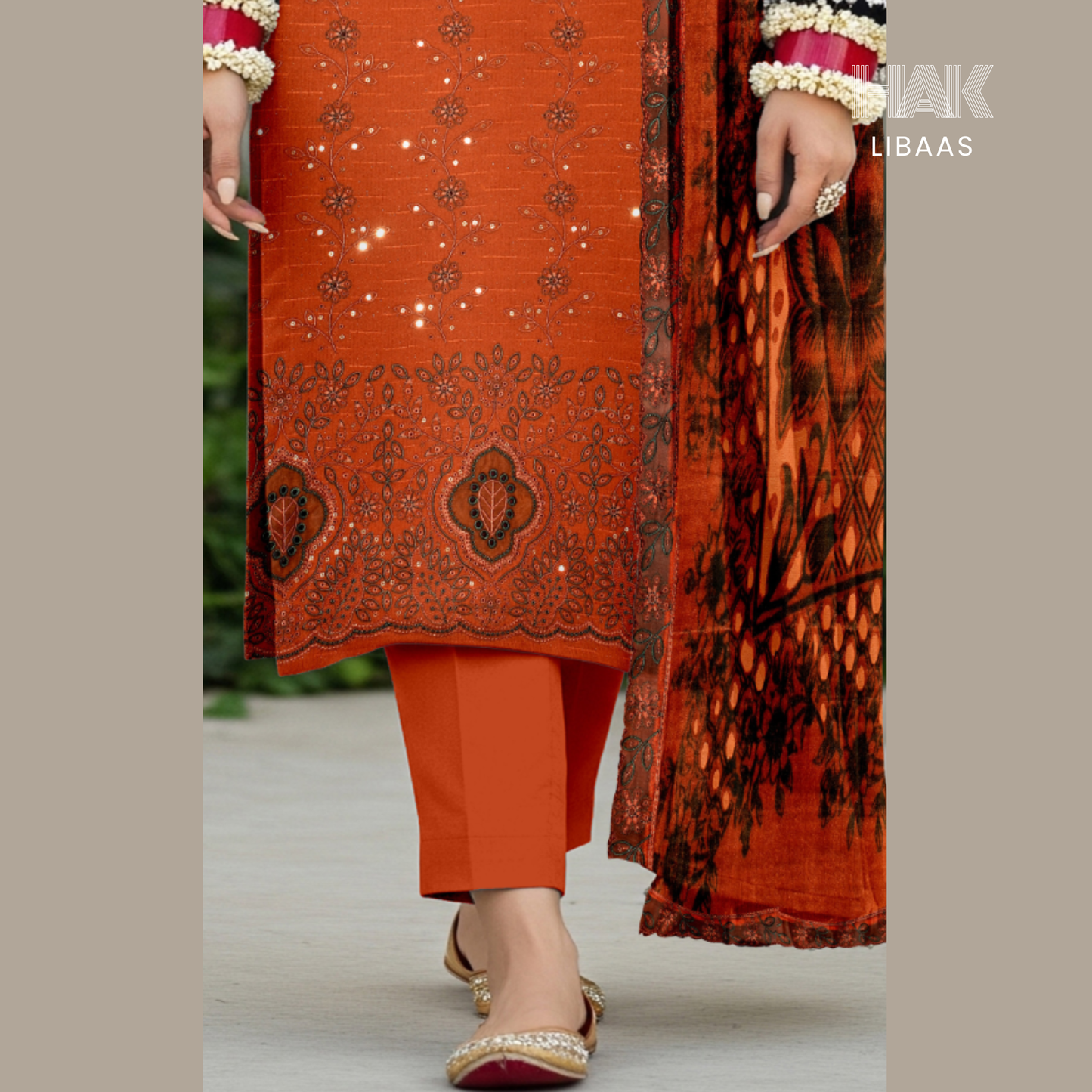 Chamki Dhanak Daman Aplic Embroidered - HAK Libaas AS-204C