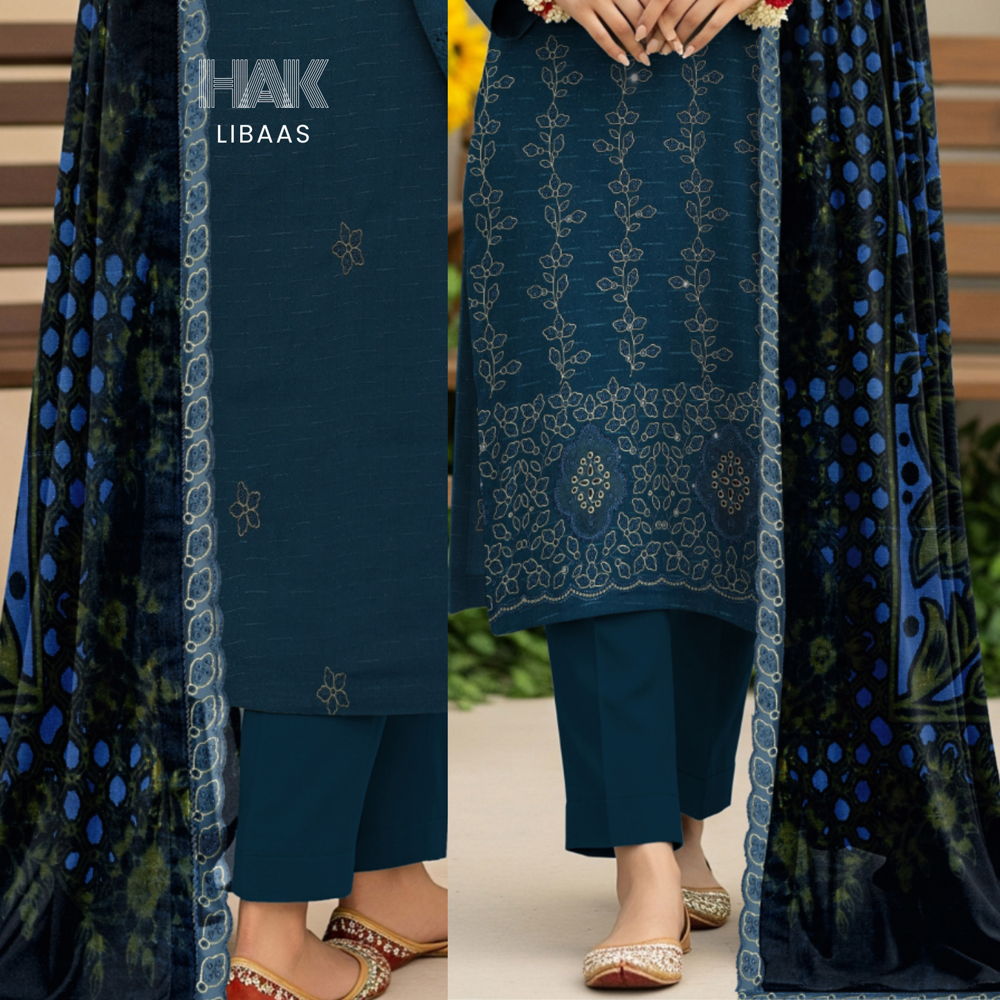 Chamki Dhanak Daman Aplic Embroidered - HAK Libaas AS-204D