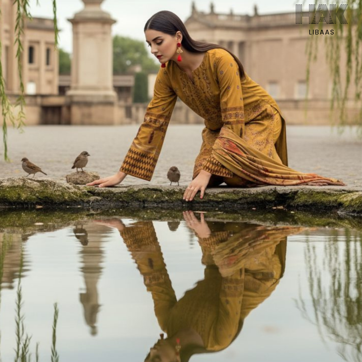 HAK Libaas digital printed lawn suit with Bamber chiffon dupatta HK-236C