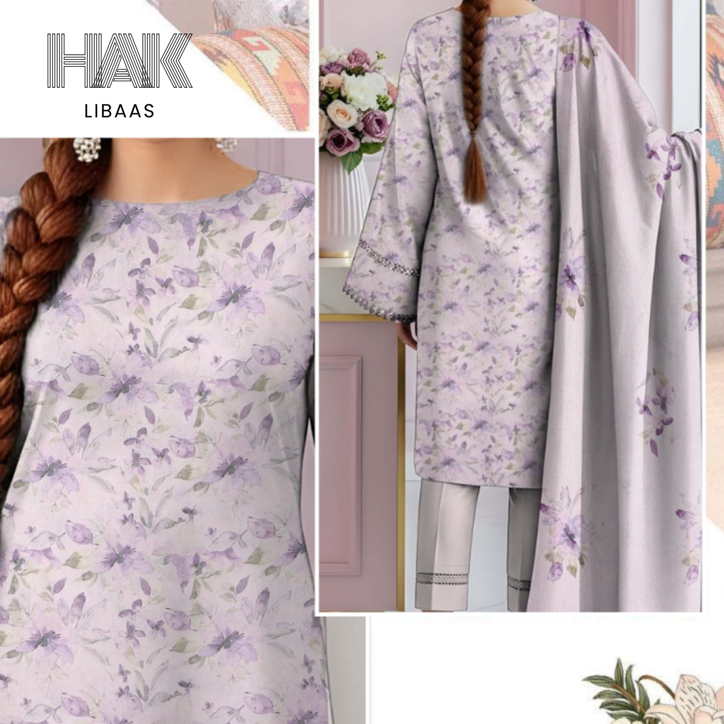 HAK Libaas HK-229E Digital Print Karandi 3 Piece Suit for Women