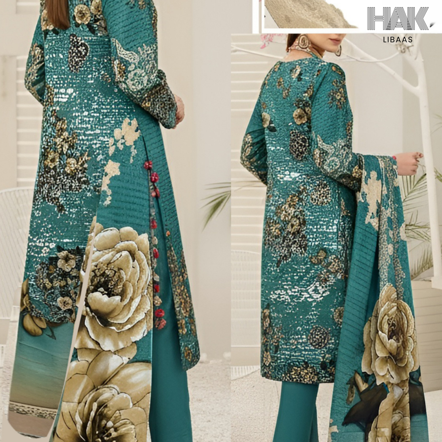 HAK Libaas Digital Printed Khaddar 3-Piece Suit HK-232D
