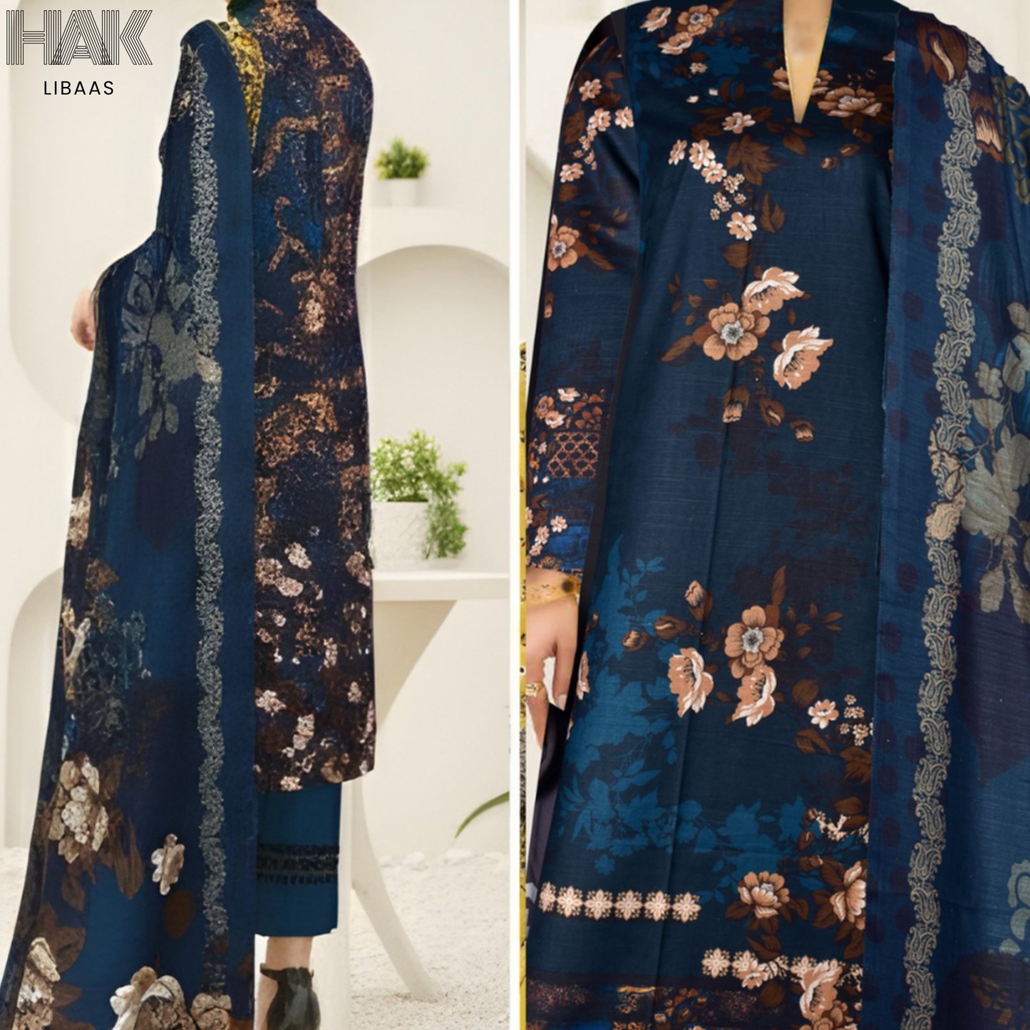 HAK Libaas Digital Printed Khaddar 3-Piece Suit HK-232I