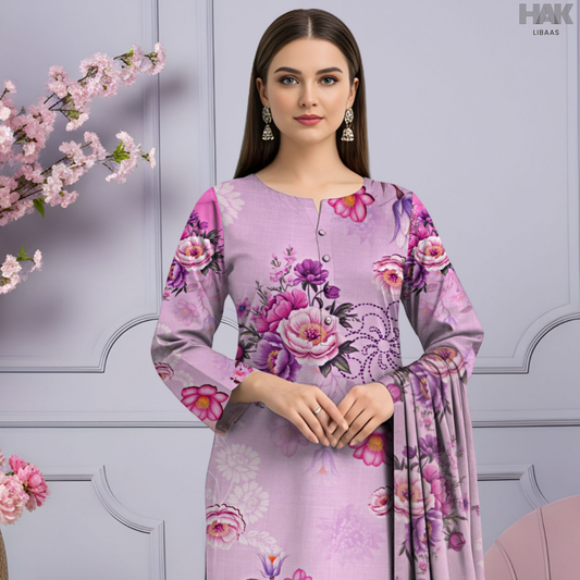 HAK Libaas Cross Slub Lawn Suit with Bamber Chiffon Dupatta HK-238D Pakistan