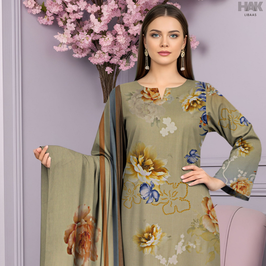 HAK Libaas Cross Slub Lawn Suit with Bamber Chiffon Dupatta HK-238E Pakistan