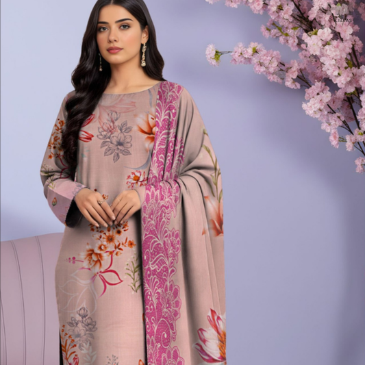 HAK Libaas Cross Slub Lawn Suit with Bamber Chiffon Dupatta HK-238J Pakistan