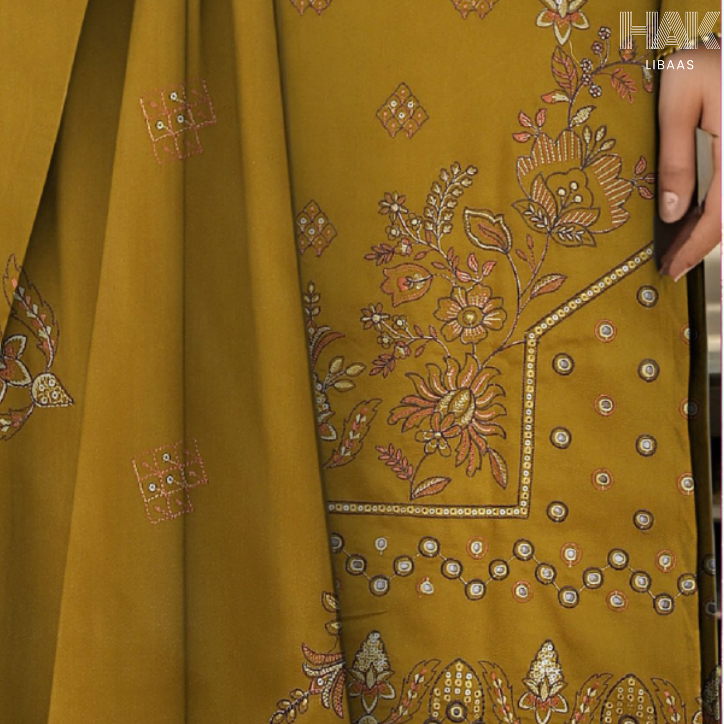 HAK Libaas Peach 3 Piece Embroidered Suit HK-234D