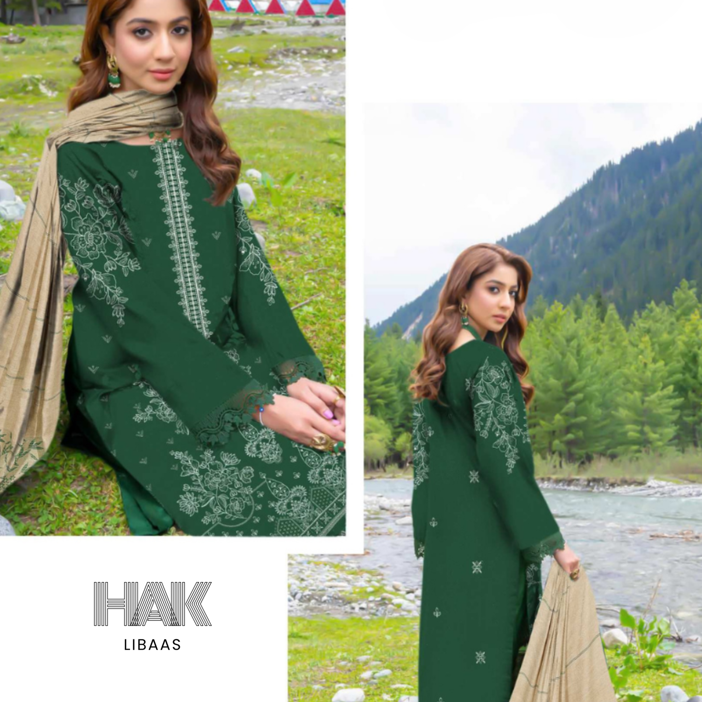 Luxury wool jacquard shawl with embroidered suit – HK-228F