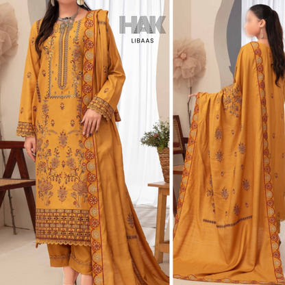 Airjet Doria Dhanak Embroidered Shirt with Luxury Coil Shawl - HAK Libaas HK-227A