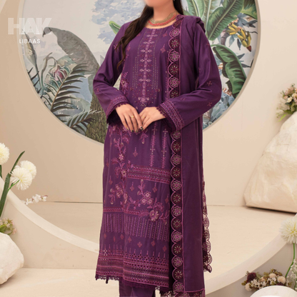 Airjet Doria Dhanak Embroidered Shirt with Luxury Coil Shawl – HAK Libaas HK-227B