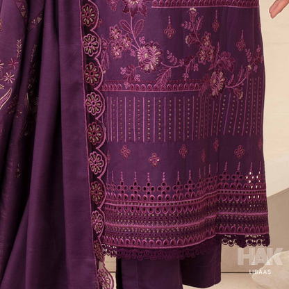 Airjet Doria Dhanak Embroidered Shirt with Luxury Coil Shawl – HAK Libaas HK-227B