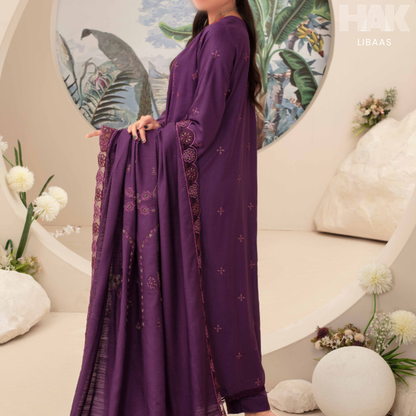 Airjet Doria Dhanak Embroidered Shirt with Luxury Coil Shawl – HAK Libaas HK-227B