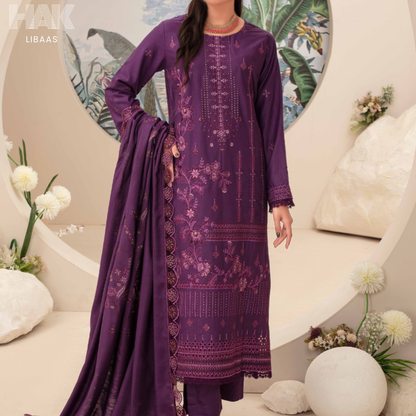 Airjet Doria Dhanak Embroidered Shirt with Luxury Coil Shawl – HAK Libaas HK-227B