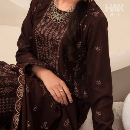 Airjet Doria Dhanak Embroidered Shirt with Luxury Coil Shawl – HAK Libaas HK-227C