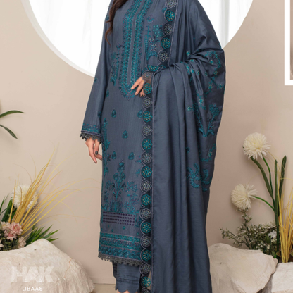 Airjet Doria Dhanak Embroidered Shirt with Luxury Coil Shawl – HAK Libaas HK-227D