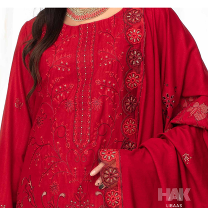 Airjet Doria Dhanak Embroidered Shirt with Luxury Coil Shawl – HAK Libaas HK-227E