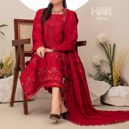 Airjet Doria Dhanak Embroidered Shirt with Luxury Coil Shawl – HAK Libaas HK-227E