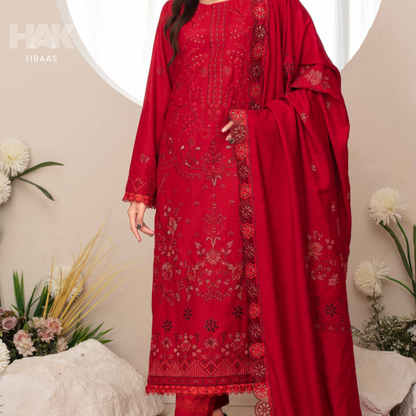 Airjet Doria Dhanak Embroidered Shirt with Luxury Coil Shawl – HAK Libaas HK-227E