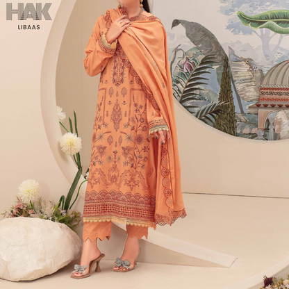 Airjet Doria Dhanak Embroidered Shirt with Luxury Coil Shawl – HAK Libaas HK-227F