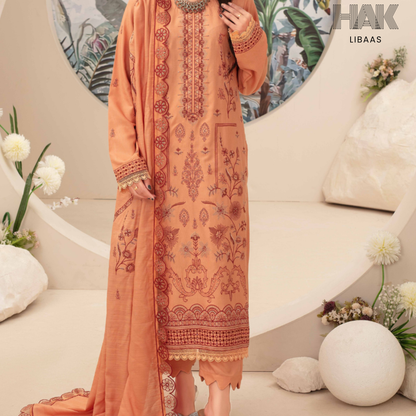 Airjet Doria Dhanak Embroidered Shirt with Luxury Coil Shawl – HAK Libaas HK-227F