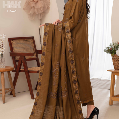 Airjet Doria Dhanak Embroidered Shirt with Luxury Coil Shawl – HAK Libaas HK-227H