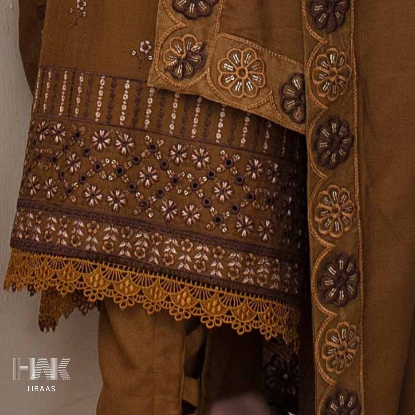 Airjet Doria Dhanak Embroidered Shirt with Luxury Coil Shawl – HAK Libaas HK-227H