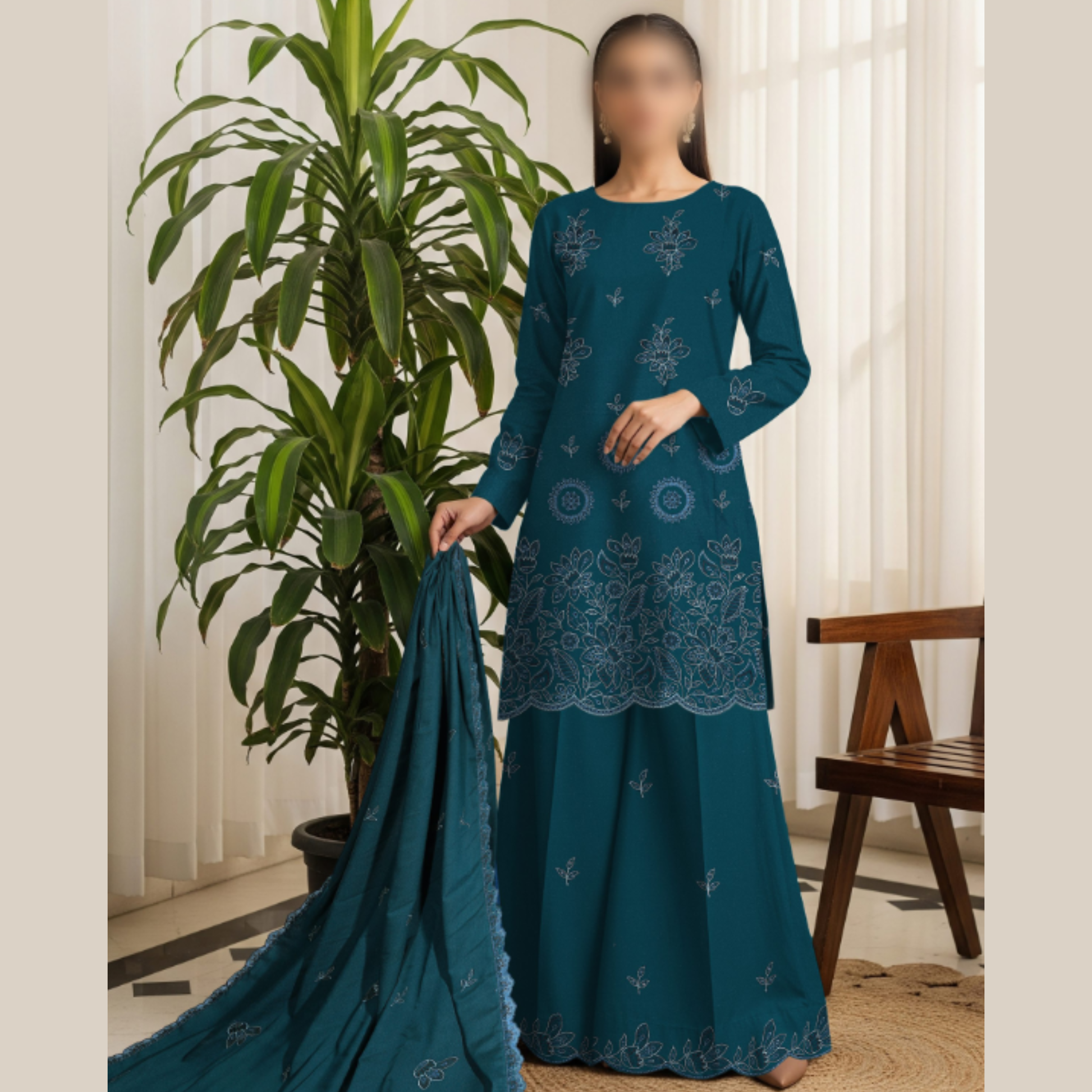 Premium Dhanak Winter Embroidered Suit for Women – HAK Libaas