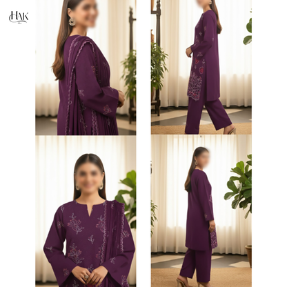 Premium Dhanak Winter Embroidered Suit for Women – HAK Libaas