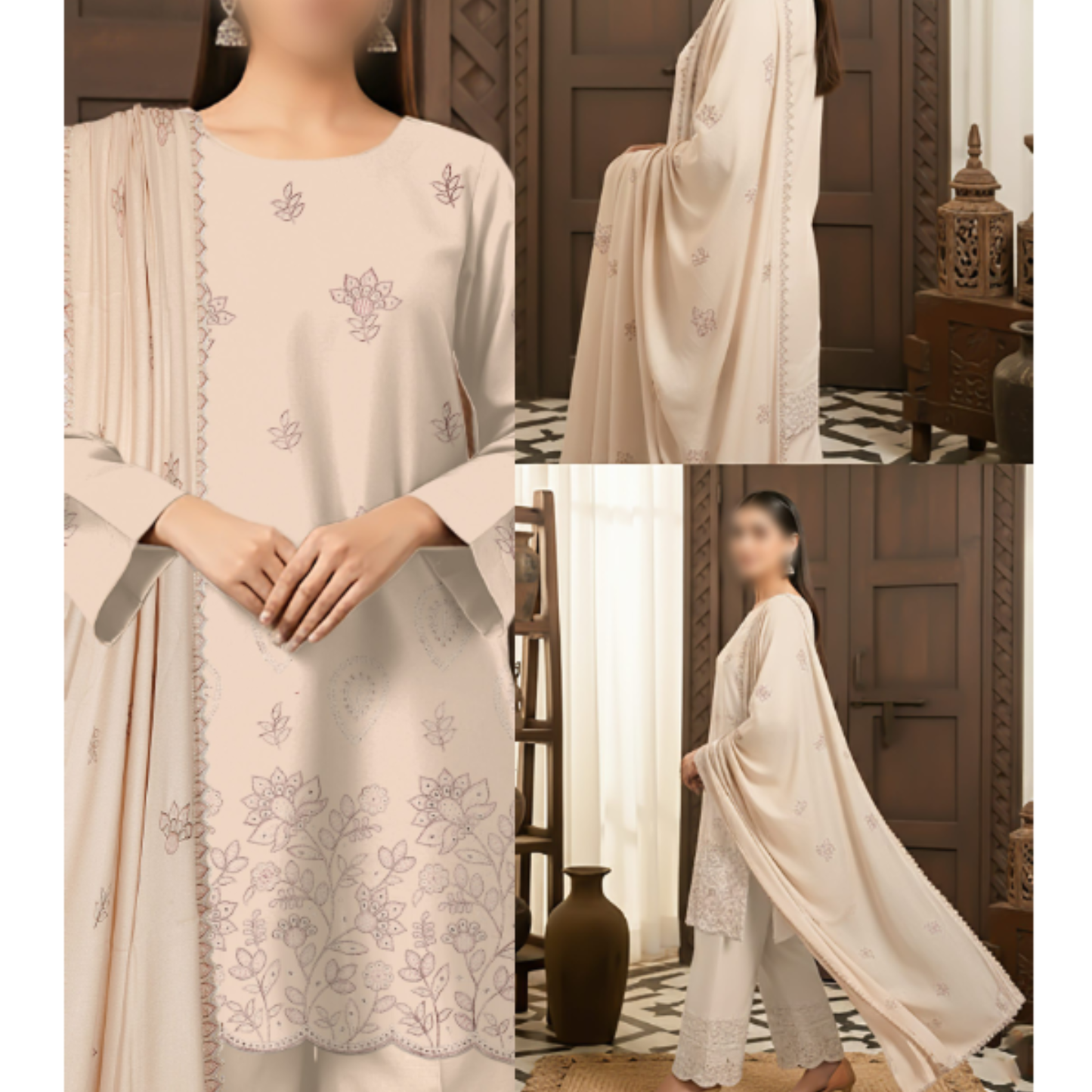 Premium Dhanak Winter Embroidered Suit for Women – HAK Libaas
