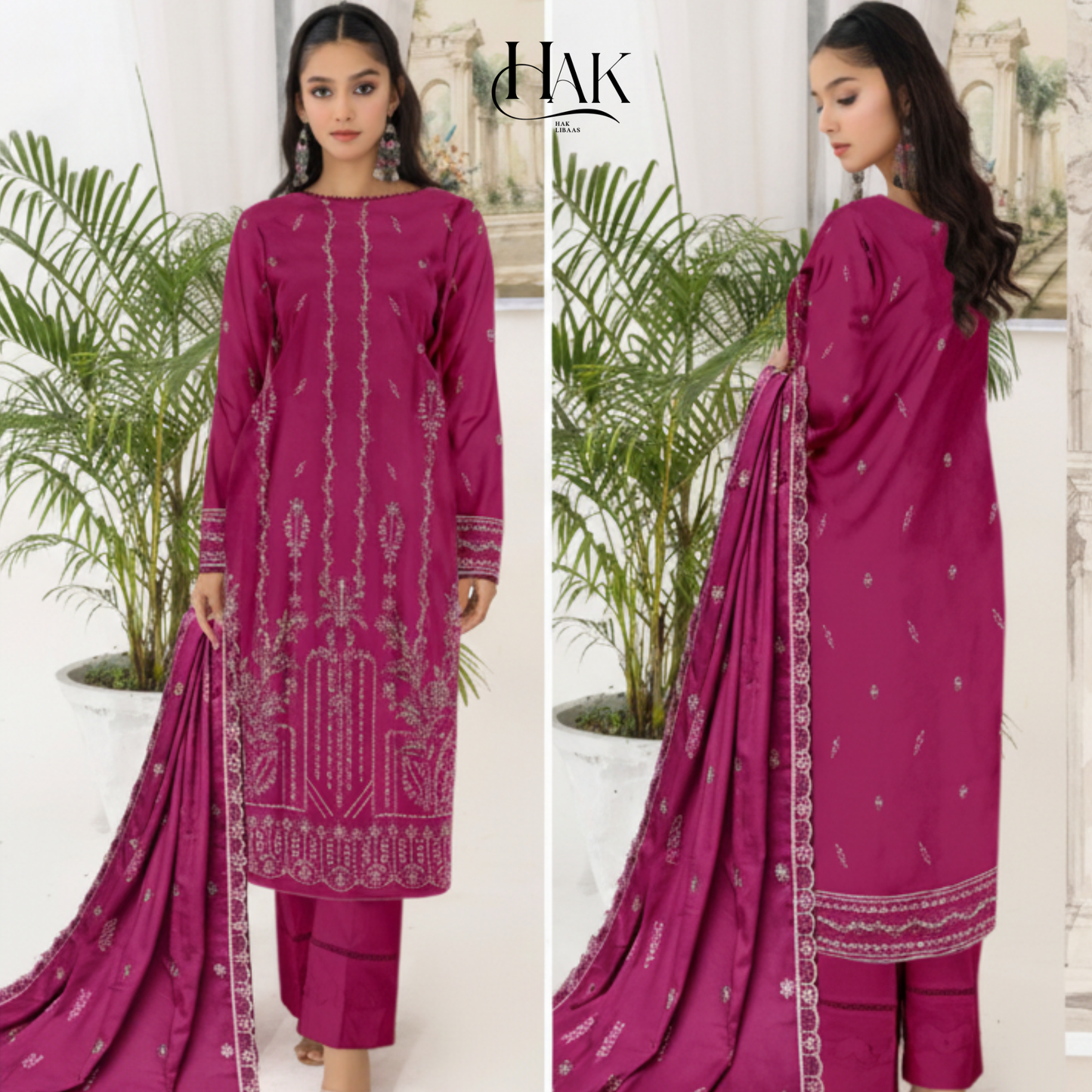 Premium Dhanak Winter Embroidered Suit for Women – HAK Libaas