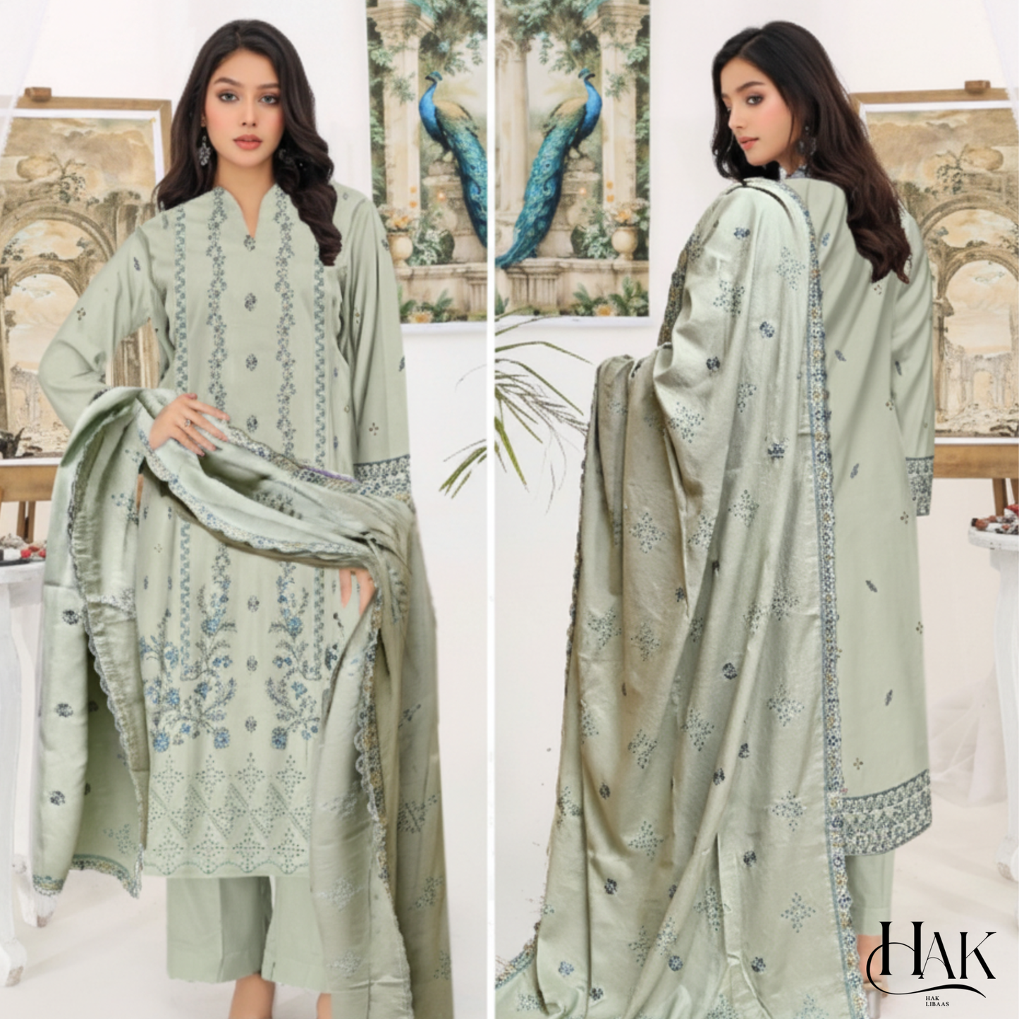 Premium Dhanak Winter Embroidered Suit for Women – HAK Libaas
