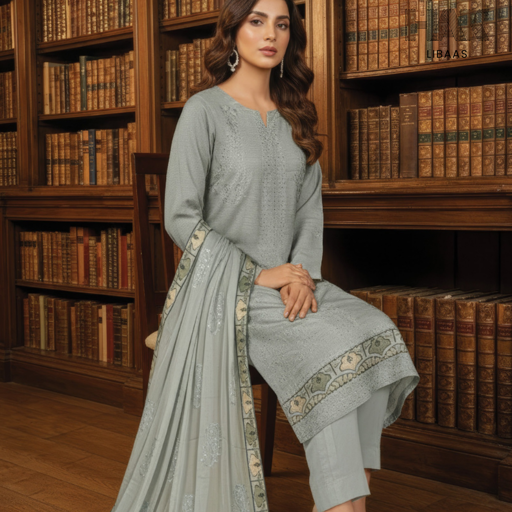 HAK Libaas embroidered lawn suit HK-235D