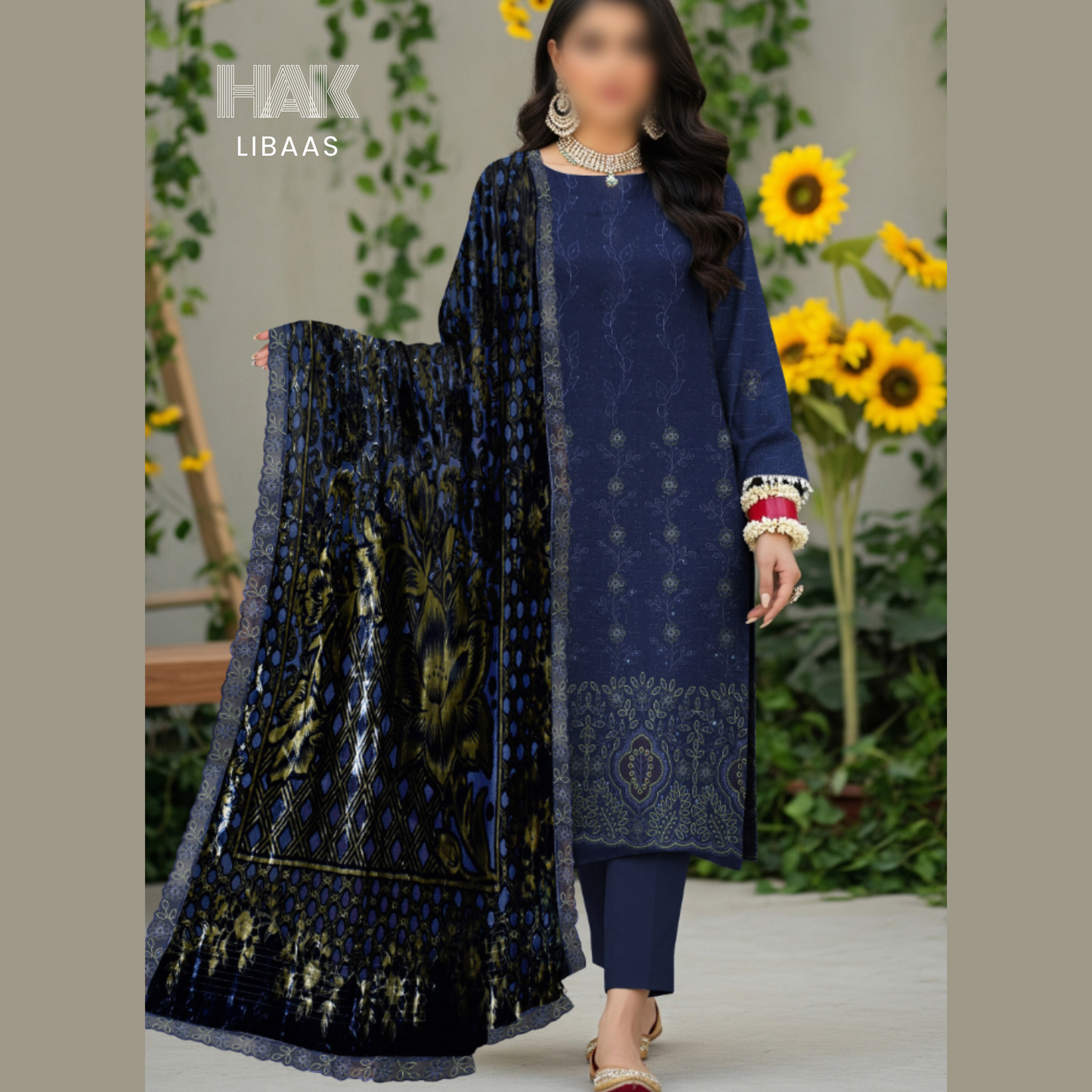 Chamki Dhanak Daman Aplic Embroidered - HAK Libaas AS-204A