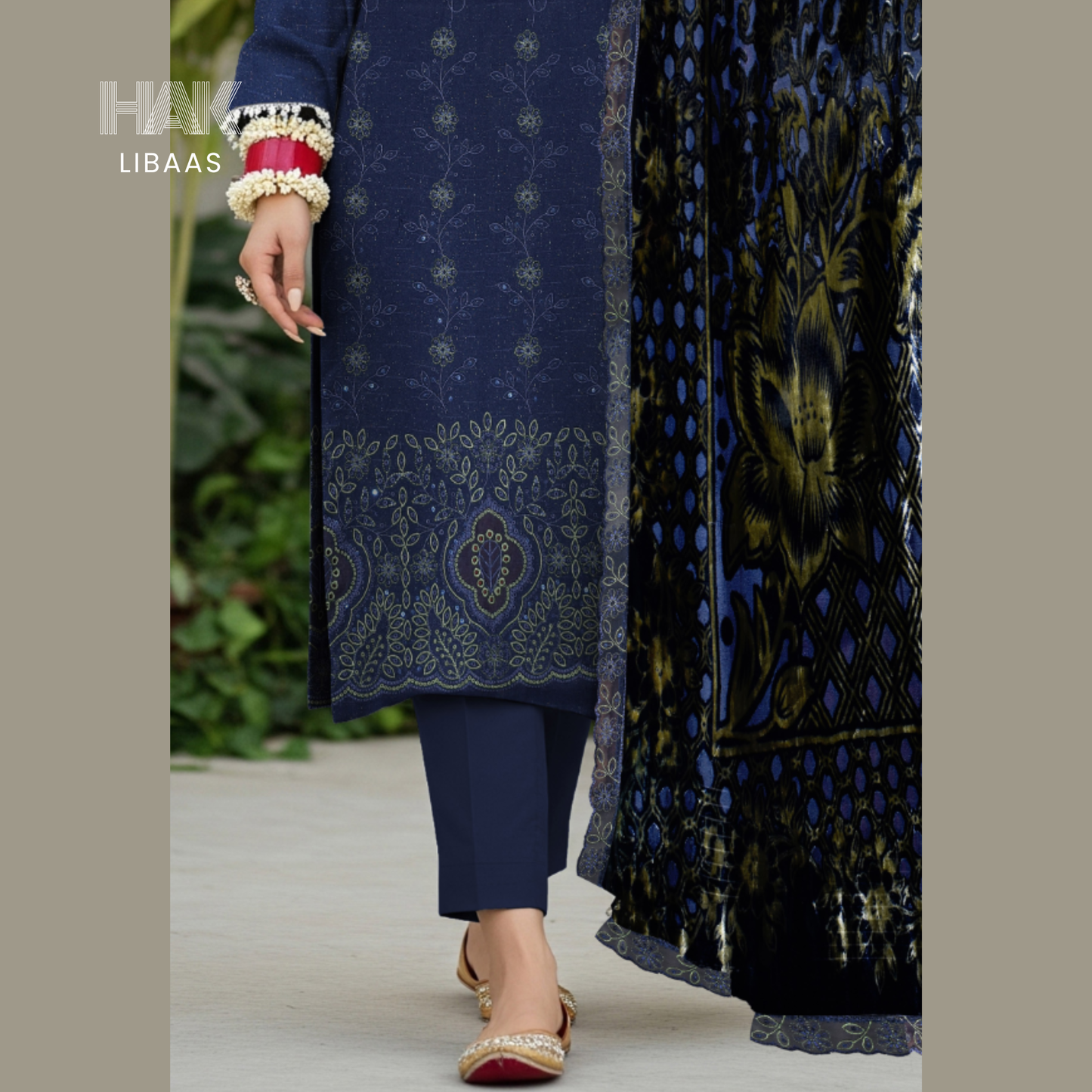 Chamki Dhanak Daman Aplic Embroidered - HAK Libaas AS-204A