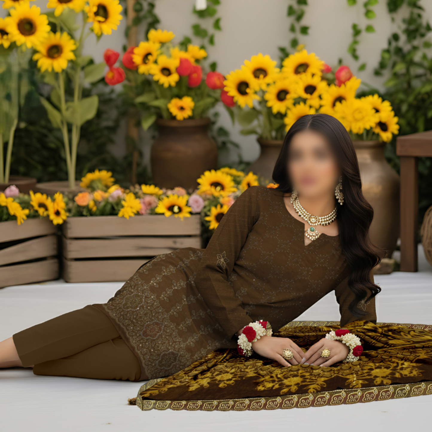 Chamki Dhanak Daman Aplic Embroidered - HAK Libaas AS-204B