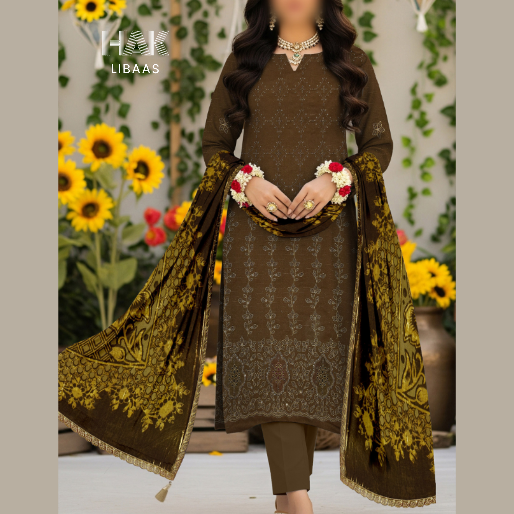Chamki Dhanak Daman Aplic Embroidered - HAK Libaas AS-204B