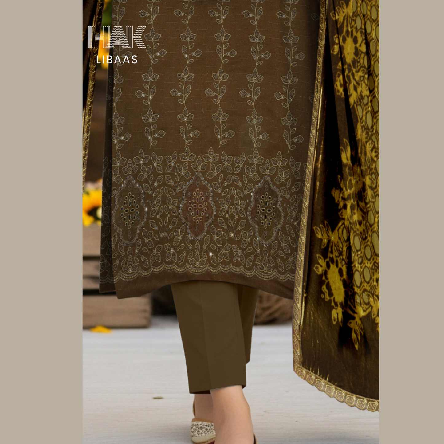 Chamki Dhanak Daman Aplic Embroidered - HAK Libaas AS-204B