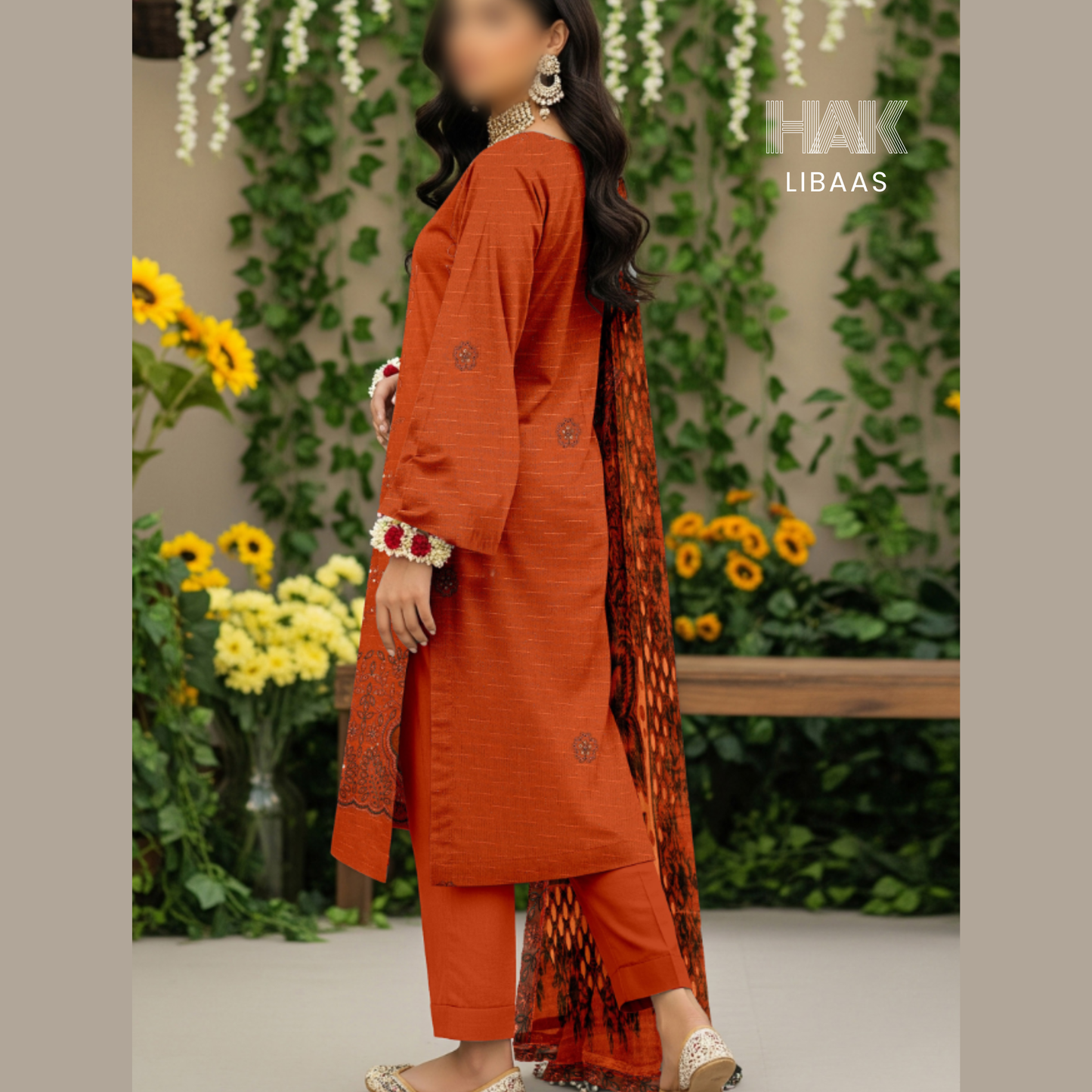 Chamki Dhanak Daman Aplic Embroidered - HAK Libaas AS-204C