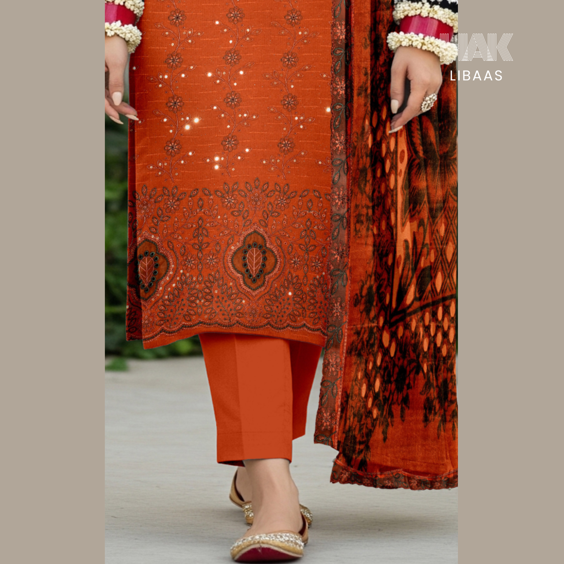 Chamki Dhanak Daman Aplic Embroidered - HAK Libaas AS-204C