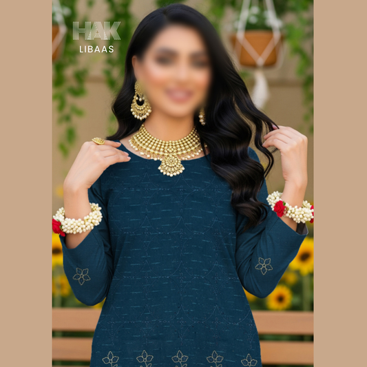 Chamki Dhanak Daman Aplic Embroidered - HAK Libaas AS204D