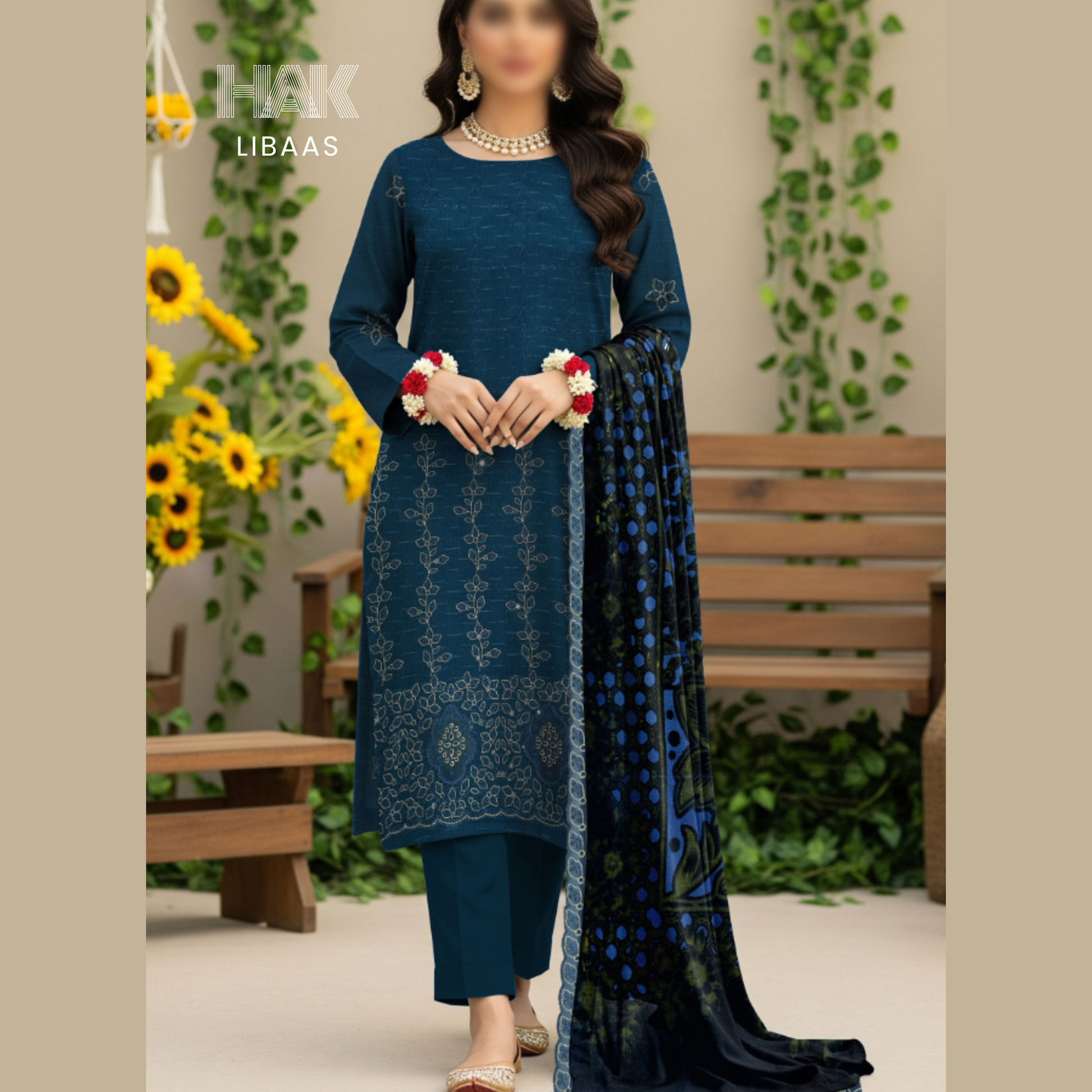 Chamki Dhanak Daman Aplic Embroidered - HAK Libaas AS204D