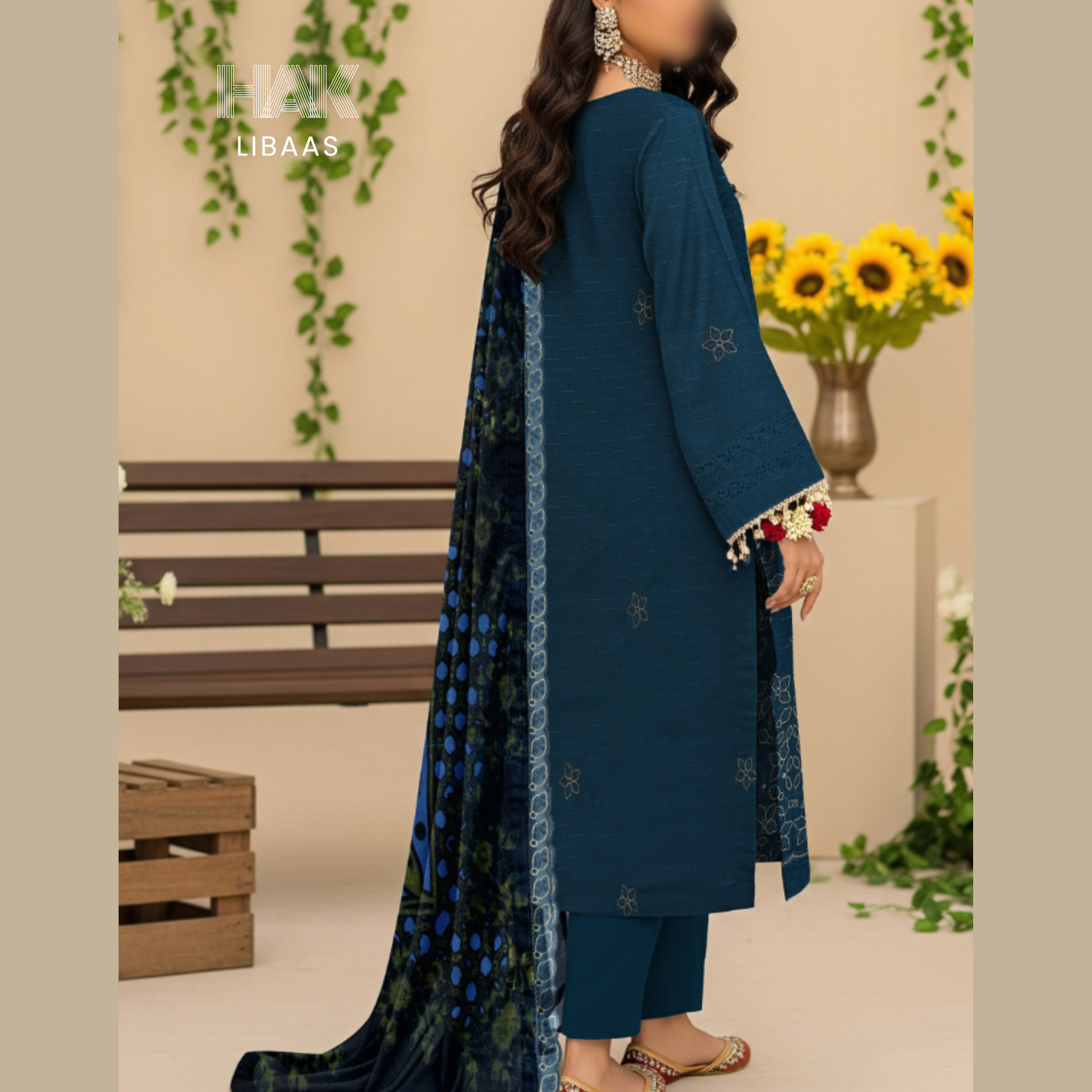 Chamki Dhanak Daman Aplic Embroidered - HAK Libaas AS-204D