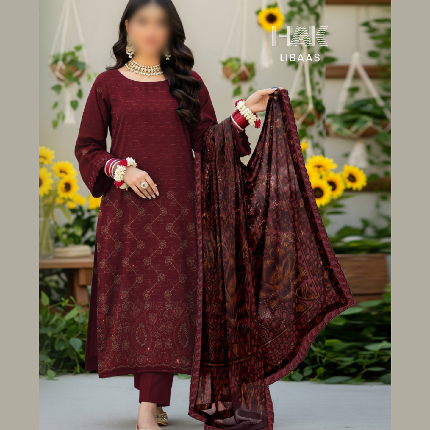 Chamki Dhanak Daman Aplic Embroidered - HAK Libaas AS-204E