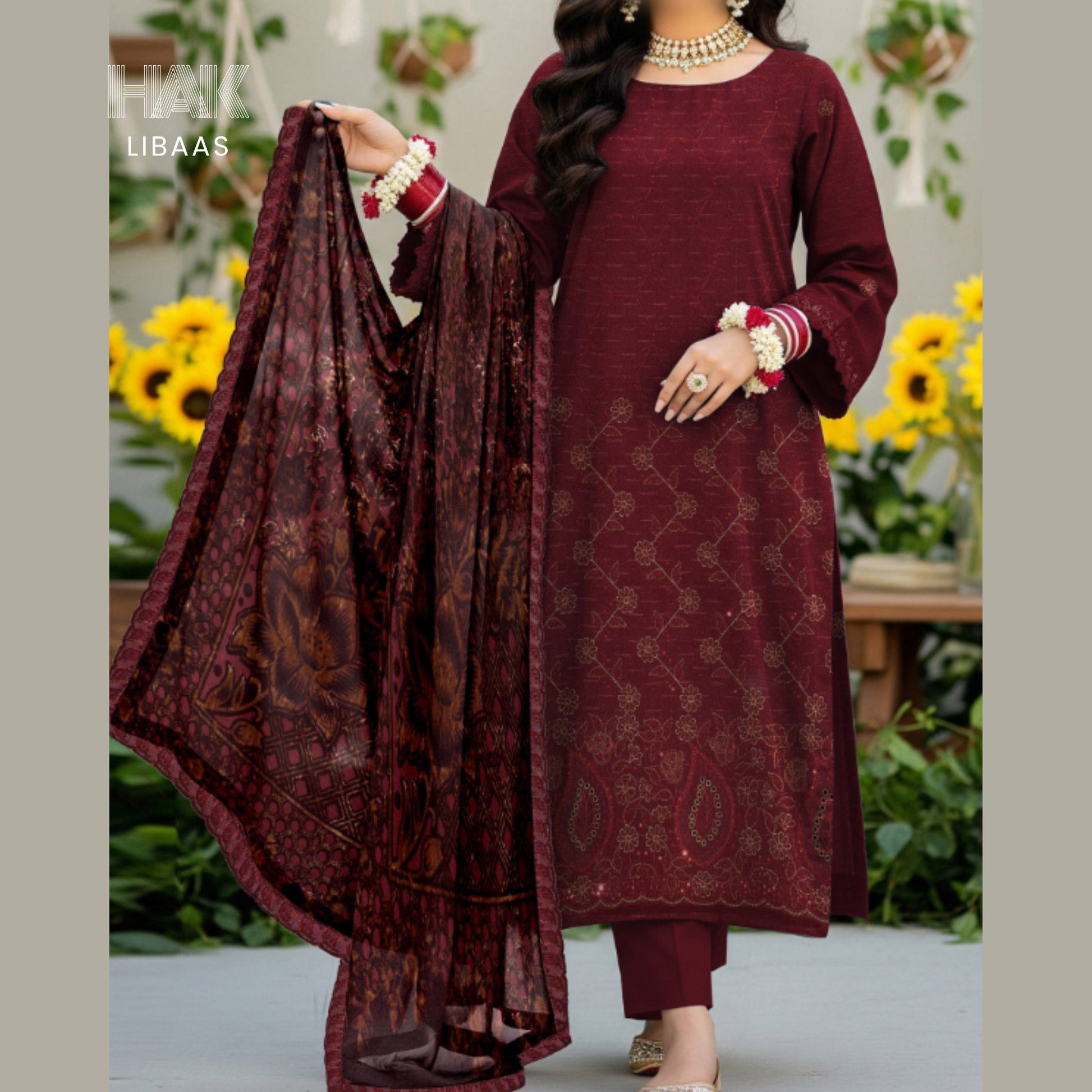 Chamki Dhanak Daman Aplic Embroidered - HAK Libaas AS-204E