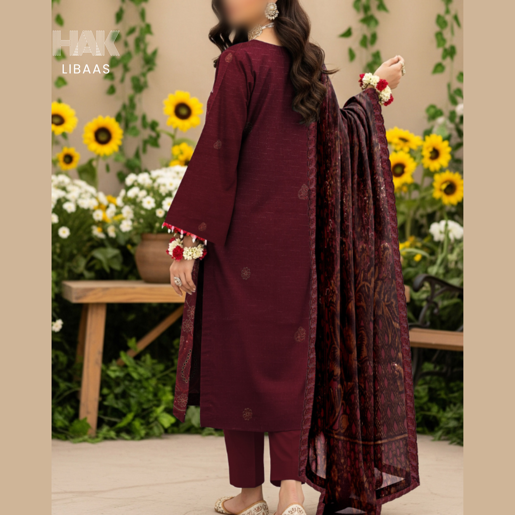 Chamki Dhanak Daman Aplic Embroidered - HAK Libaas AS-204E