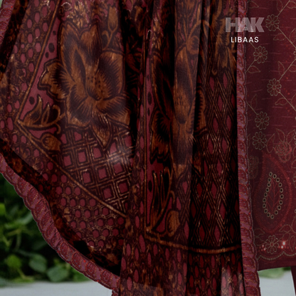 Chamki Dhanak Daman Aplic Embroidered - HAK Libaas AS-204E