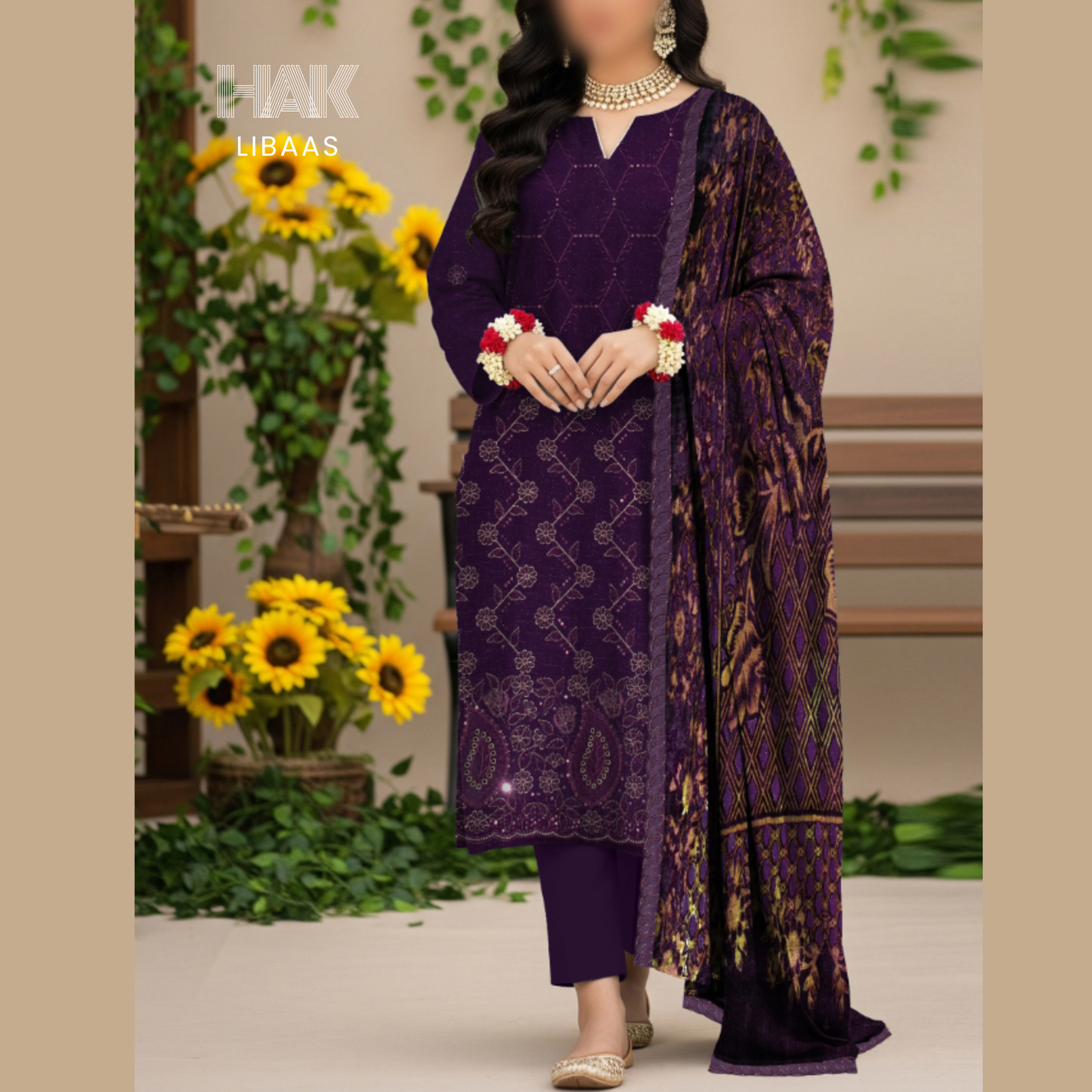 Chamki Dhanak Daman Aplic Embroidered - HAK Libaas AS-204F