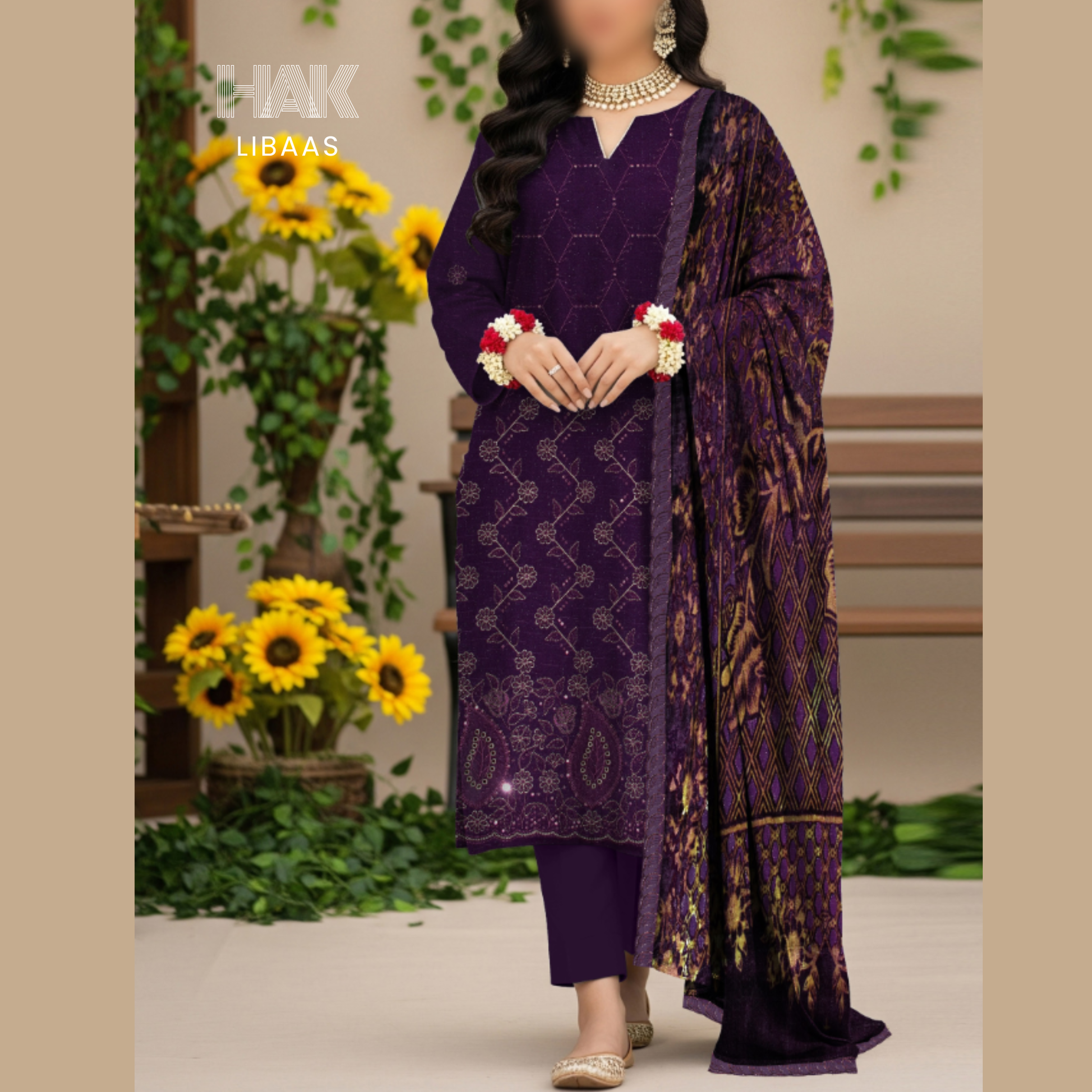 Chamki Dhanak Daman Aplic Embroidered - HAK Libaas AS-204F