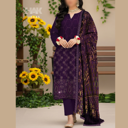 Chamki Dhanak Daman Aplic Embroidered - HAK Libaas AS-204F